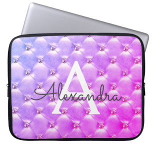 Rosa - Lila elegantes Vintages Monogramm Laptopschutzhülle