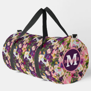 Rosa Lila exotische Blume Blumenstrauß Große Duffle Bag