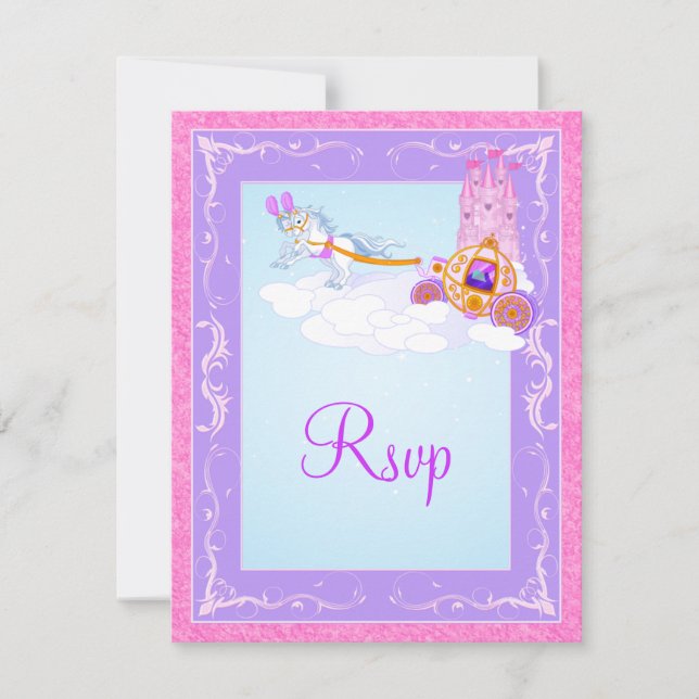 Rosa, Lila Fantasy Fairy Tale Wedding Repcard RSVP Karte (Vorderseite)