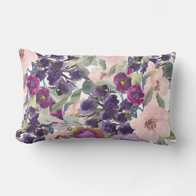 Rosa Lila Farbe Grün der Blütenfarbe Lendenkissen (Vorderseite)