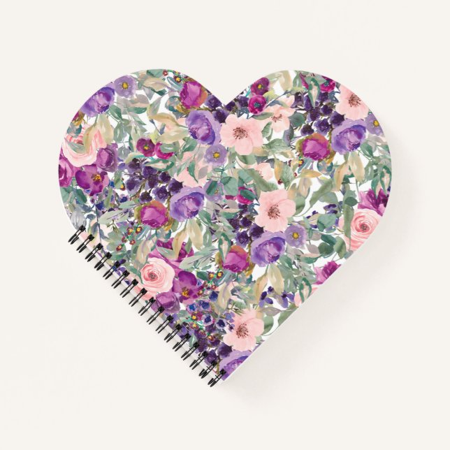 Rosa Lila Farbe Grün der Blütenfarbe Notizbuch (Vorderseite)