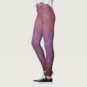 Rosa lila Farbverlauf gestreifter Blumenblatt-Must Leggings