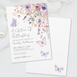 Rosa lila florale Butterfly-Brautjungfernparty Einladung