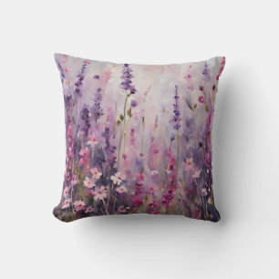 Rosa Lila florale Wildblumen Art Kissen