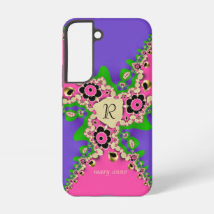 Rosa lila Fraktale Monogramm Samsung Galaxy Hülle
