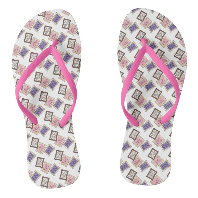 Rosa Lila Frühstück Toaster Pastry Junk Food Flip Flops (Fußbett)
