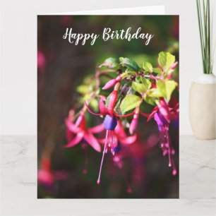 Rosa Lila Fuchsia-Blume Geburtstag Karte
