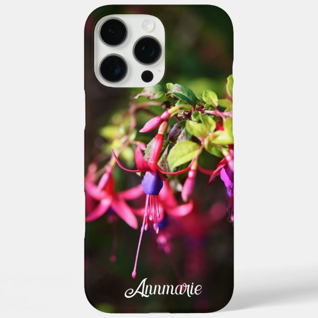 Rosa Lila Fuchsia-Blume-Initialen Case-Mate iPhone Hülle (Rückseite)