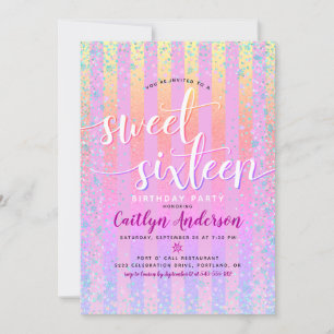Rosa Lila Gelb 16 . Geburtstag Geburtstagsschrift Einladung