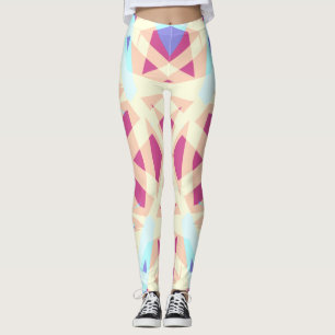 Rosa Lila-gelb-blaues Abstraktes geometrisches Mus Leggings