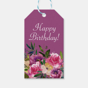 Rosa Lila Gelb Floral Geburtstag Alles Gute zum Ge Geschenkanhänger