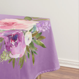 Rosa Lila Gelbe Blumige Wasserfarbe Tischdecke
