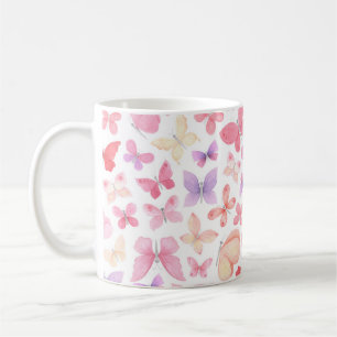 Rosa Lila Gelbe Schmetterlinge Kaffeetasse