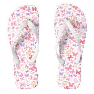Rosa Lila Gelbe Schmetterlinge Pastellfarben Flip Flops