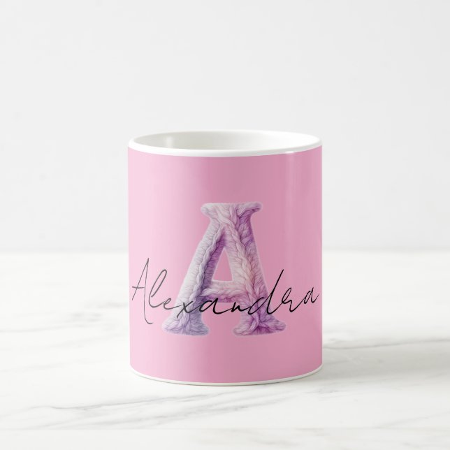 Rosa Lila Gemütlich Ein Name Kaffeetasse (Mittel)