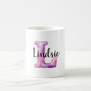Rosa Lila Gemütlicher Buchstabe L Name  Kaffeetasse