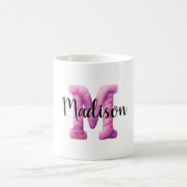 Rosa Lila Gemütlicher Buchstabe M Name  Kaffeetasse (Mittel)