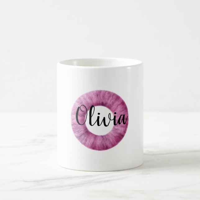 Rosa Lila Gemütlicher Buchstabe O Name Kaffeetasse (Mittel)