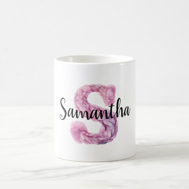 Rosa Lila Gemütlicher Buchstabe S Name  Kaffeetasse (Mittel)