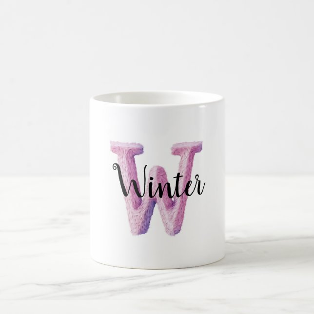 Rosa Lila Gemütlicher Buchstabe W Name  Kaffeetasse (Mittel)