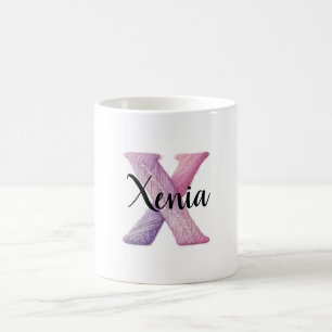 Rosa Lila Gemütlicher Buchstabe X Name Kaffeetasse