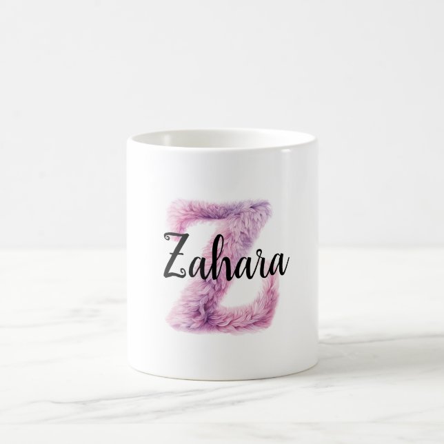 Rosa Lila Gemütlicher Buchstabe Z Name  Kaffeetasse (Mittel)