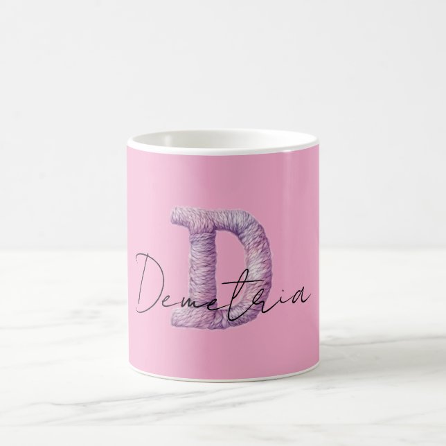 Rosa Lila Gemütlicher D Name Kaffeetasse (Mittel)