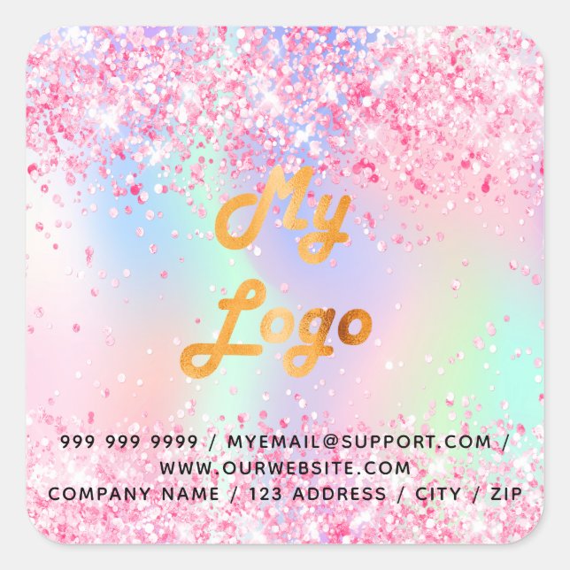 Rosa lila Geschäftssalon - Logo Quadratischer Aufkleber (Vorderseite)