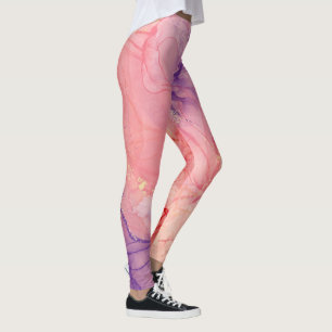 Rosa Lila Glitzer Abstrakt Tinte Farbe Farbe Farbe Leggings