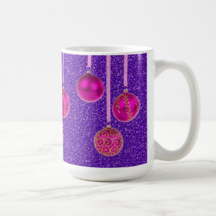 Rosa Lila Glitzer Frohe Weihnachtsbauten Tasse
