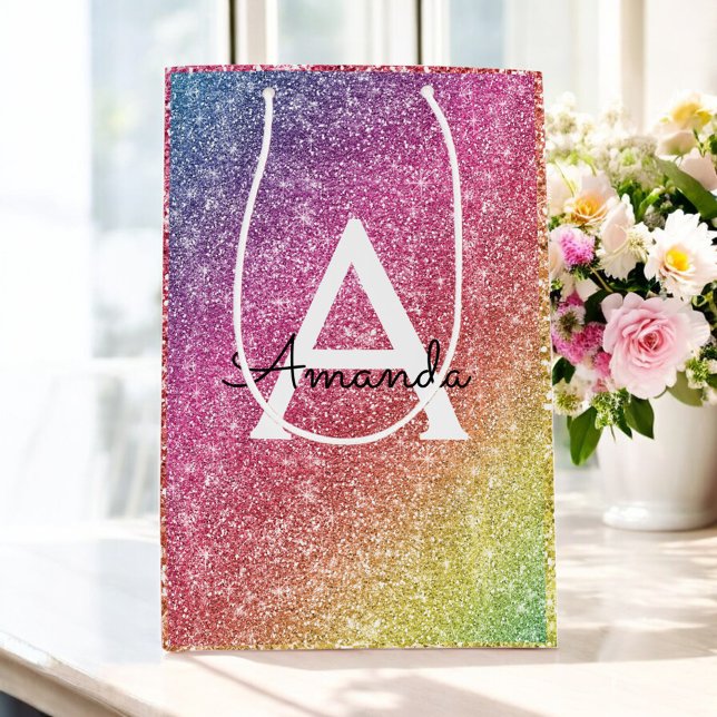 Rosa Lila Glitzer Geburtstag Mittlere Geschenktüte (Von Creator hochgeladen)