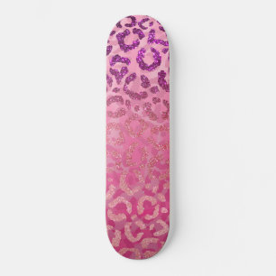 Rosa Lila Glitzer Leopard Tierdruckleuchte Skateboard