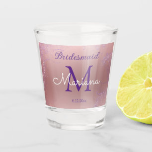 rosa lila Glitzer Monogramm-Monogramm-Granulate Schnapsglas