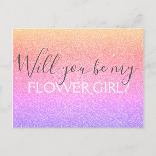 Rosa Lila Glitzer & Sparkle Flower Girl Einladungspostkarte