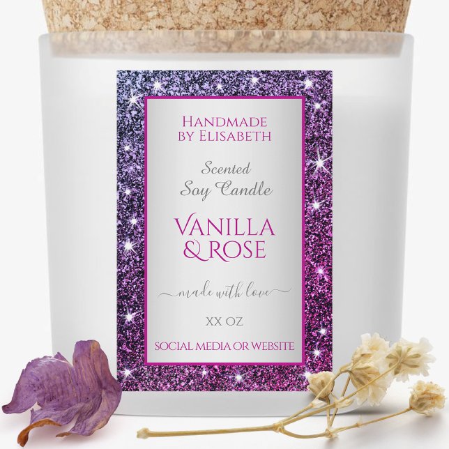 Rosa Lila Glitzer Sparkle Produktkennzeichnungen B Lebensmitteletikett (Von Creator hochgeladen)