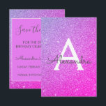 Rosa Lila Glitzer Sweet 16 Save the Date Einladung<br><div class="desc">Rosa und Lila Sparkle Glitzer 16 . Geburtstag Monogram Name and Initial Save the Date Birthday Party Einladung. Diese Einladung ist perfekt für die Sparkle Glitzer Sweet 16 Geburtstagsparty,  die stilvoll feiern möchte.</div>