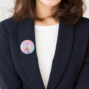 Rosa lila Glitzer Tropfen Foto-Taste Tag Button