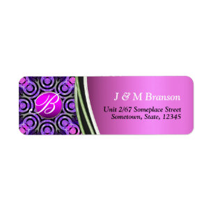 Rosa lila Glitzermonogramm-Adressetikett