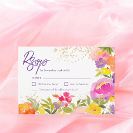 Rosa lila Goldmedchen RSVP Karte