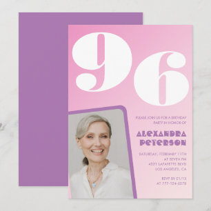 Rosa Lila Gradient Foto 96. Geburtstag Einladung