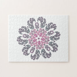 Rosa, Lila, Grau, Weiß Fraktal Art Kaleidoskop Puzzle