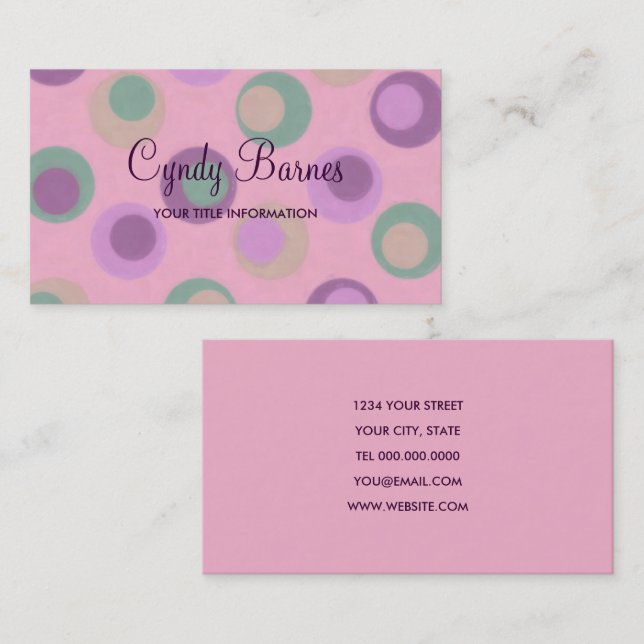 Rosa Lila Green Dots-Visitenkarte Visitenkarte (Vorne/Hinten)