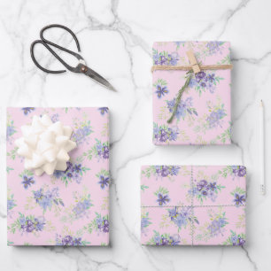 Rosa Lila Grün Floral Geburtstag Braut Hochzeitsdu Geschenkpapier Set