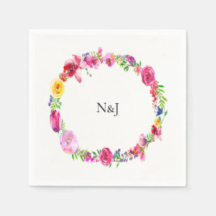 Rosa Lila Grünausstattung Frühlingsblumen Floral M Serviette