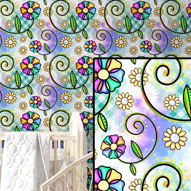 Rosa Lila grüne Abstrakte Blume Tapete (Von Creator hochgeladen)