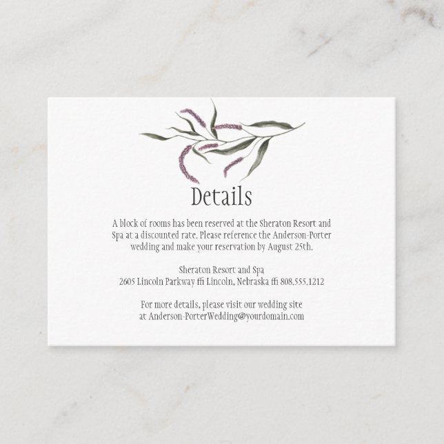 Rosa Lila grüne Blumenklappenkarte Begleitkarte (Vorderseite)