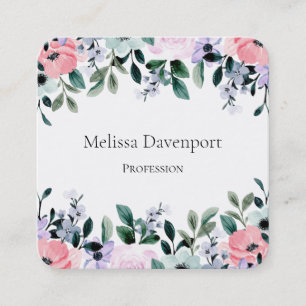 Rosa, Lila grüne Farbe, Blumenrinde Quadratische Visitenkarte
