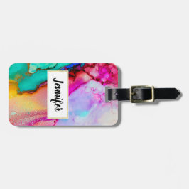 Rosa Lila grüner Marmor Abstrakte Wasserfarbe Gepäckanhänger