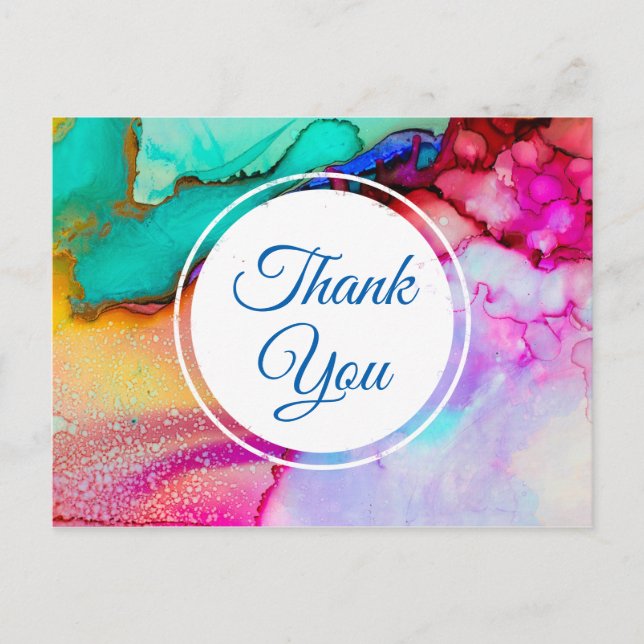 Rosa Lila grüner Marmor Abstrakte Wasserfarbe Postkarte (Vorderseite)