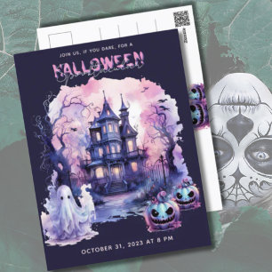 Rosa Lila Halloween Spooktacular Party Feiertagspostkarte